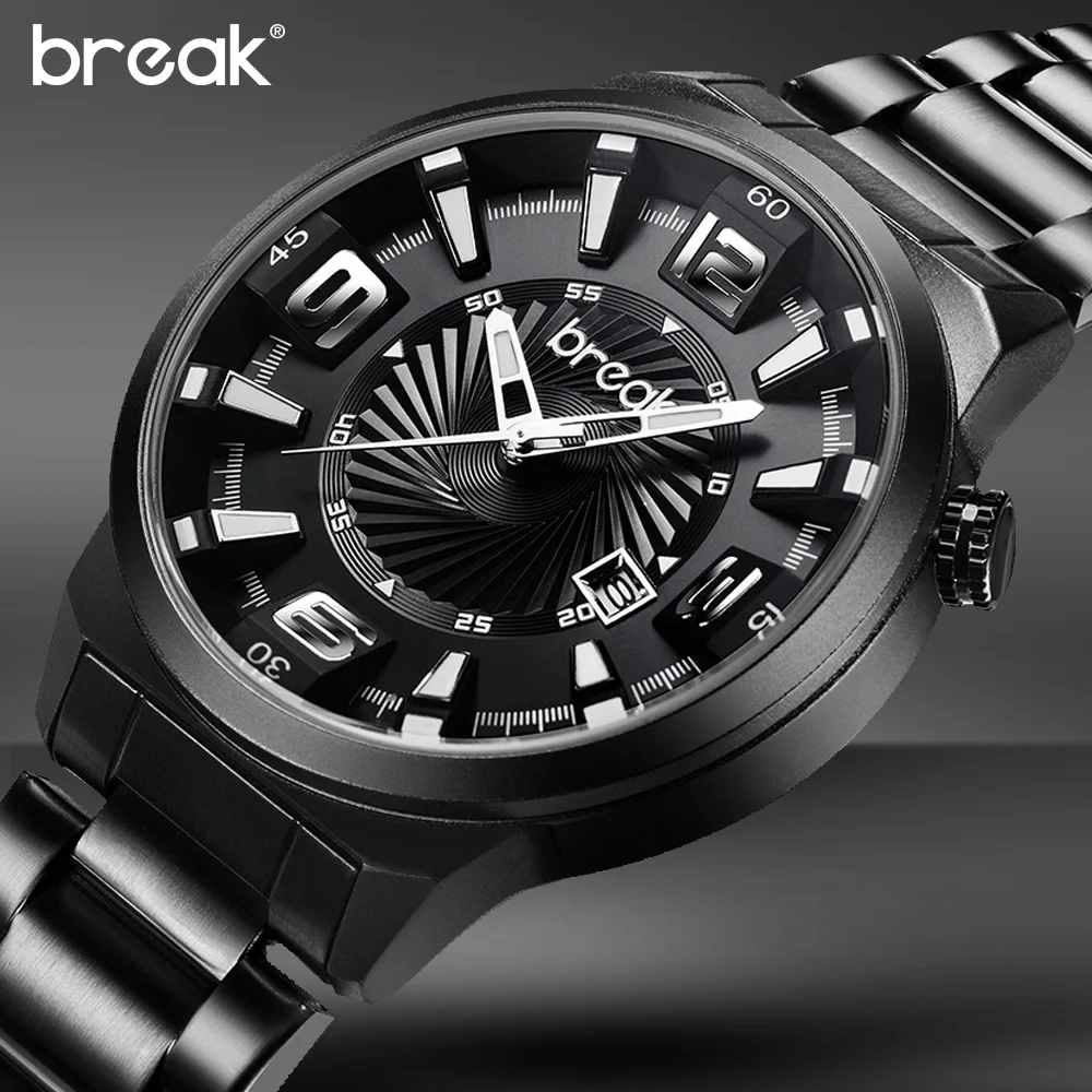 BREAK Mens Original Brand Stainless Steel Fashion Casual Sport Watches