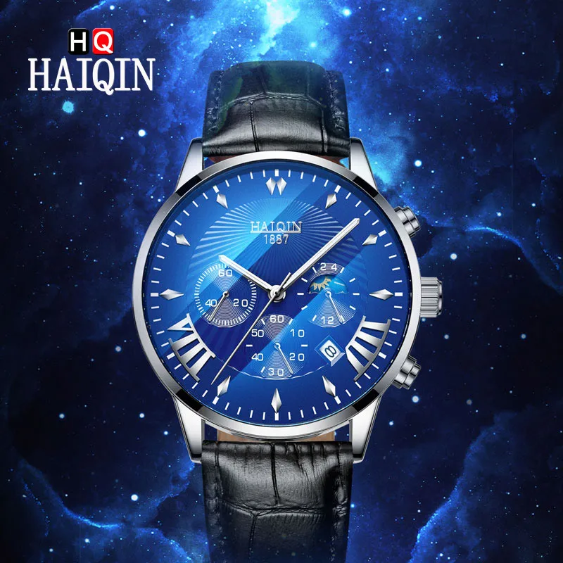 

HAIQIN Men's Watches Top Brand 2019 Luxury Quartz Sports Fashion Gold Clock Chronograph Military Male Watches Relogio Masculino