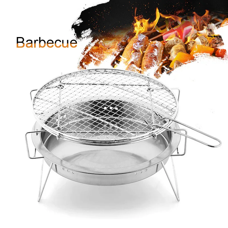 Barbecue Grills Stainless Steel BBQ Stove Outdoor Party Portable Round