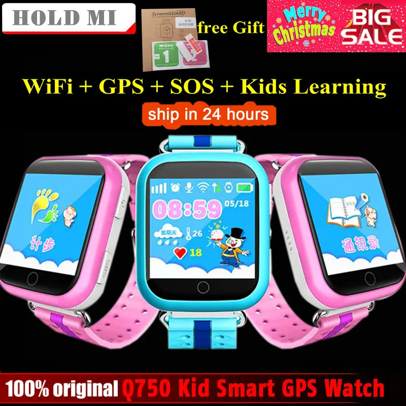 

Hold Mi GPS Smart Watch Q750 Q100 Baby GPS Smart Watch With Touch Screen SOS Call Location Device Tracker for Kid Safe PK Q80