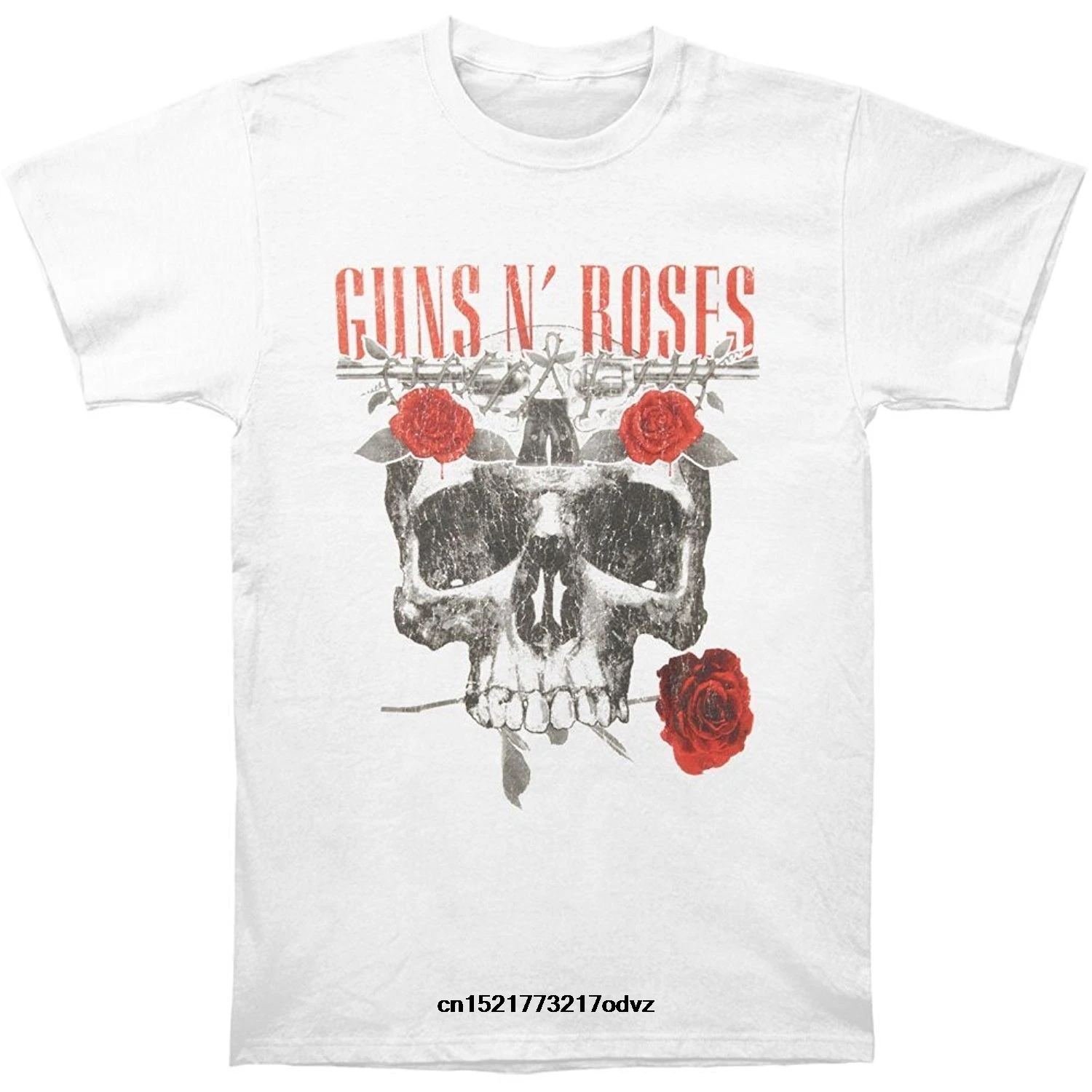 

Men T shirt Guns N Roses Flower Skull Tee Vintage Cotton White funny t-shirt novelty tshirt women