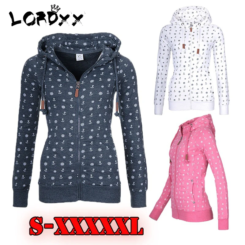 Женское худи из флиса LORDXX повседневный джемпер на молнии с цветочным принтом и