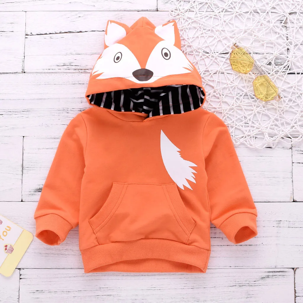 

Baby Child Sweatshirt Toddler Kids Baby Boys Hooded Sweatshirts Infant Cartoon Fox Blouse Hoodies Tops Kids Clothes