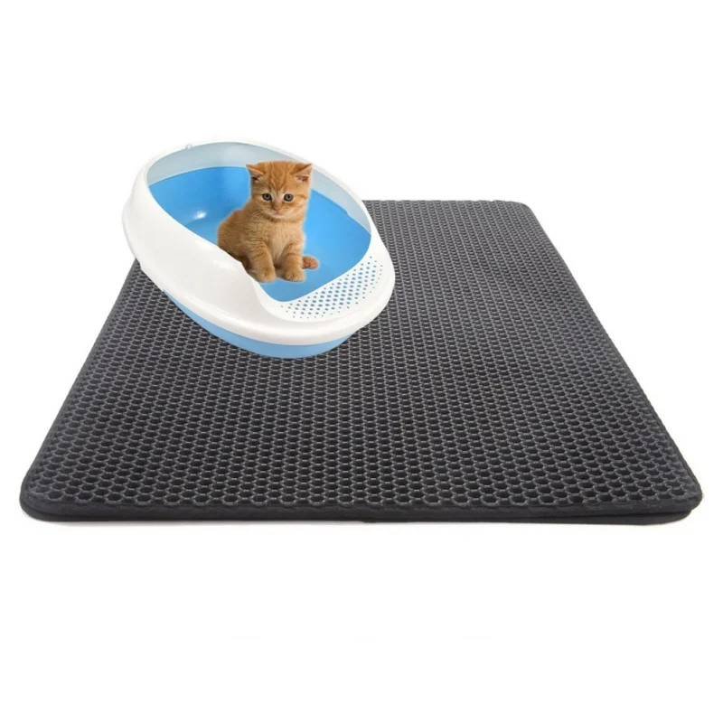 

EVA Double-Layer Cat Litter Trapper Mats Black Gray Cat Litter Mat with Waterproof Bottom Layer Black Cat Bed Cat Supplies Mats