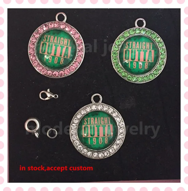 

Customized AKA straight outta 1908 circle charm DIY-pic hand made accessory OPC203 alpha sorority bead.10pcs/lot