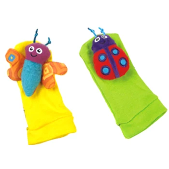 

2019 New 1 Set Plush Toy Wrist Rattle Colorful Bee with Foot Socks Cute for Baby Gift