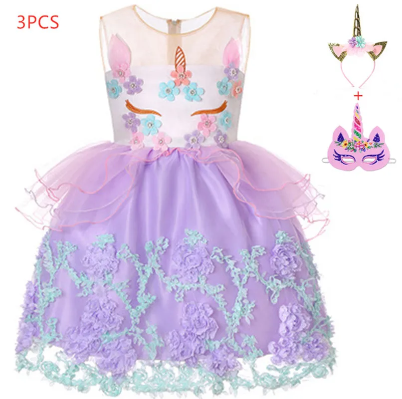 

Girl Dress Unicorn Party Dress MOANA Costume Easter Child Dress Girl Elegant Princess Dress