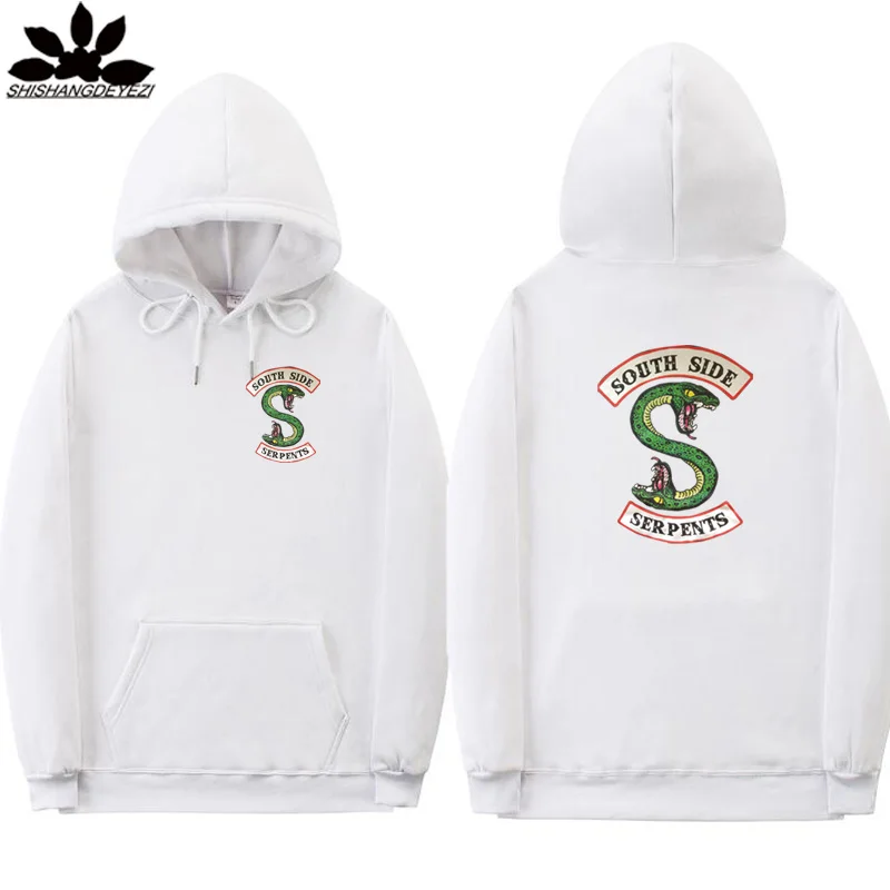 Новая "South Side serpents" свитер с капюшоном в стиле «хип-хоп», одежда для улицы, весеннее худи с принтом «Человек Для мужчин модные ривердейл Толстовка - Цвет: white MS1