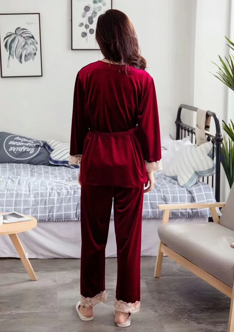 wine red women pajamas (4)