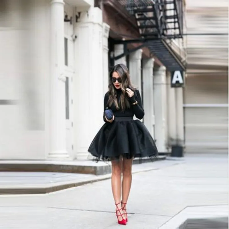black dress with puffy skirt