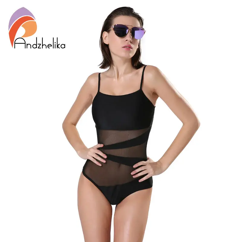 Andzhelika Swimwear Women 2017 Beach One Piece Swimsuit Sexy Mesh Backless Bodysuit Bathing Suit Swim Suit Maillot de bain Femme