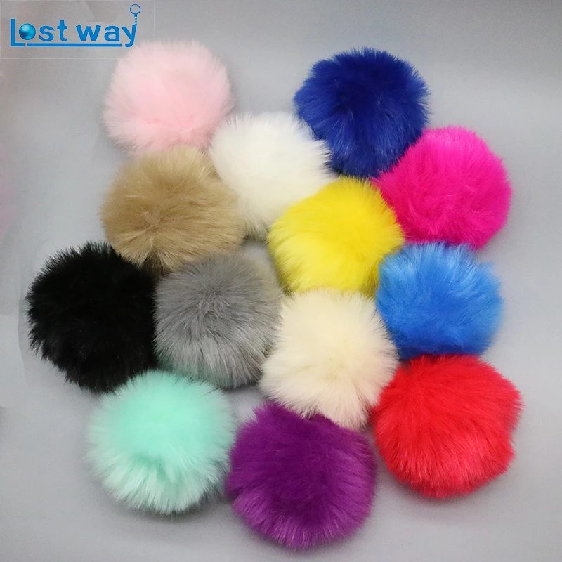 

PomPom 8CM Fashion fur pom pom key chain rabbit fur ball keychain Fake fox fur for lovers keychain making