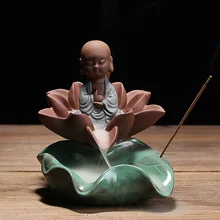 Производители продают обратно фиолетовые керамические сосуд для благовоний башня антикварная домашняя мебель монах украшения с лотосом