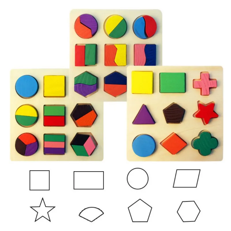 

Fashion Montessori Early Childhood Children's Puzzle Wooden Jigsaw Puzzle Geometric Shape Plate Cognitive Matching Board