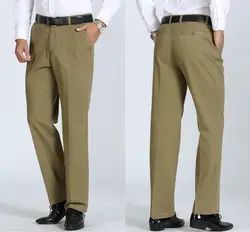 2019 Весенние и толстые мужские повседневные брюки из чистого хлопка свободное прямые мужские брюки деловые брюки с высокой талией