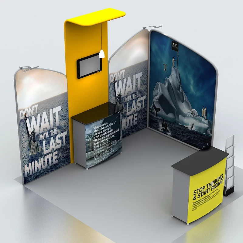 10ft Trade Show Display System Pop Up Banner Booth With Podiums Tv 10ft Trade Show Display System Pop Up Banner Booth With Podiums Tv Mount Custom Graphic In Flags Banners Accessories From Home Garden On