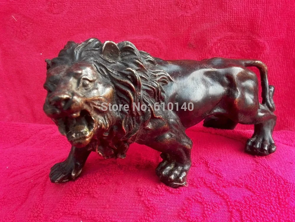 

VINTAGE COLLECTABLE OLD DECORATION HANDWORK BRONZE STATUE FEROCIOUS LION