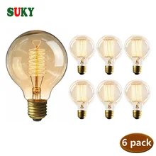 Лампа Эдисона Ретро G80 винтажная лампа накаливания 110v 220v Праздничные огни 40w для домашнего декора