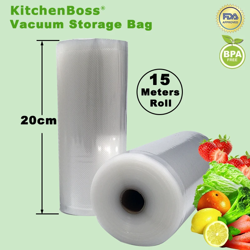 

20cm x 15 meters KitchenBoss Fresh-keeping bag of vacuum sealer food storage bags packaging film keep fresh up to 6x longer