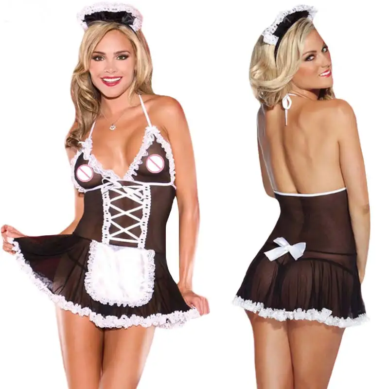 Maid Uniform Costumes Baby Doll Women Porn Sexy Lingerie Babydoll Underwear Female Lace Erotic Costumes