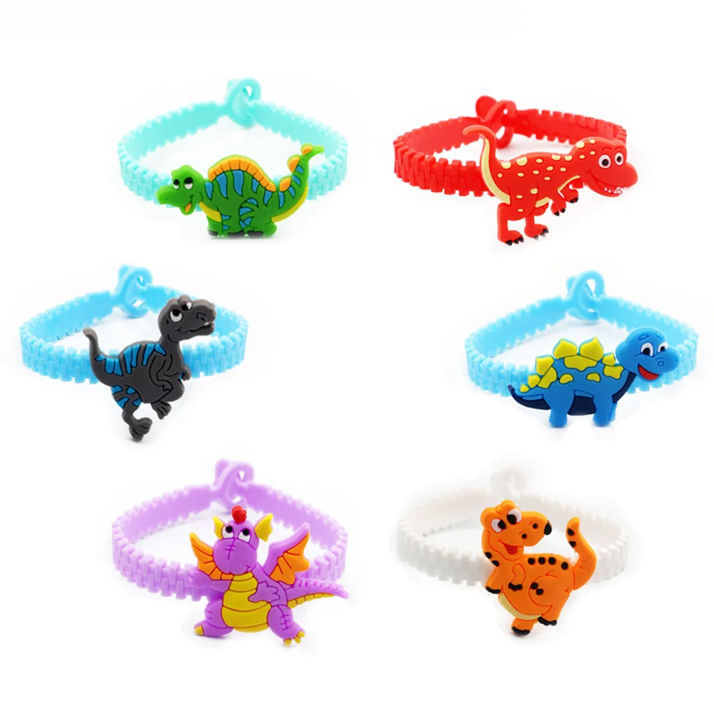 2/10Pcs Dinosaur Rubber Bangle Cute Animal Mermaid Flamingo Bracelet Birthday Holiday Party Kids Children Wristband Favor Hot