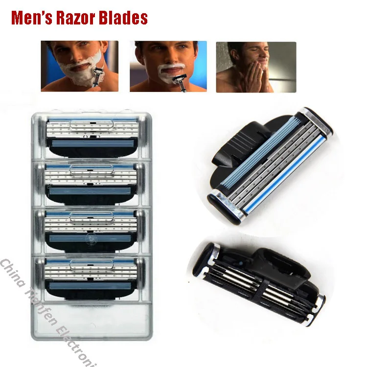 TOP Brand New 4 pcs/lot 3 safety razor Blades Men's Face shaving blades
