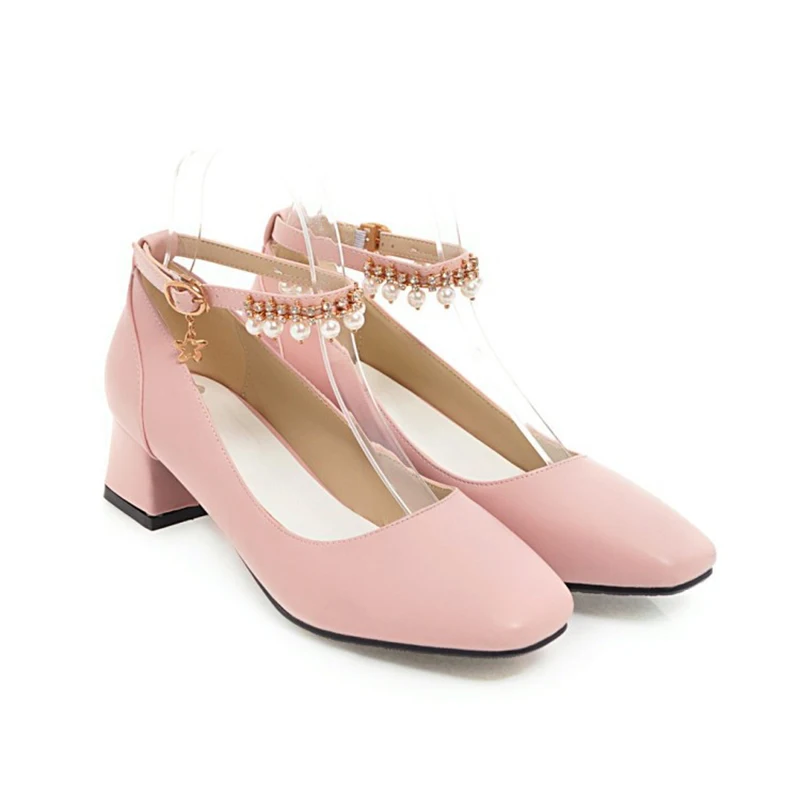 Women Shoes  Brand Buckle Thick High Heels Single Ladies Heels