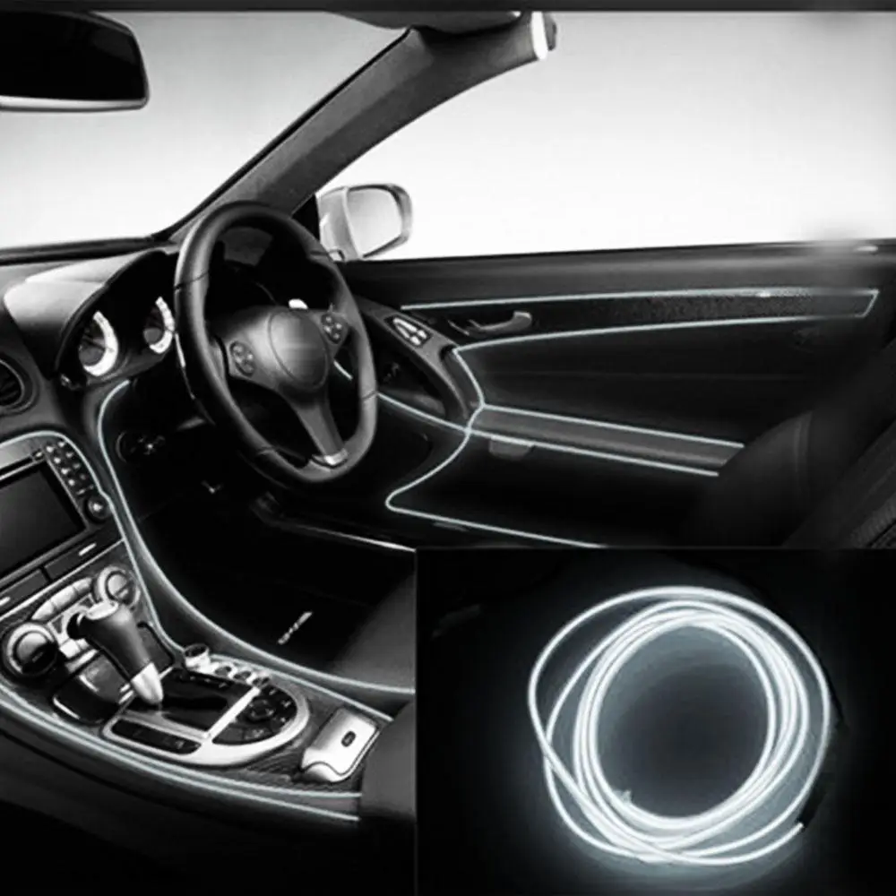 Luces de decoración de coches de 3 metros tira de luces de neón tira de luces Flexible Universal partes interiores Auto partes lámpara de coche