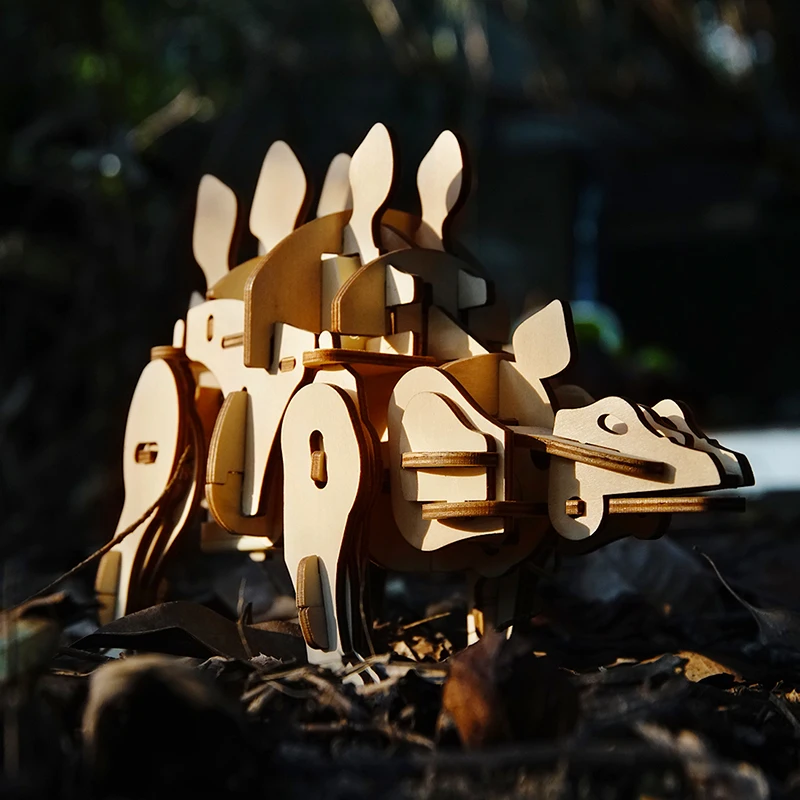 ROKR DIY Стегозавр Электрический Динозавров 3D деревянные головоломки сборка модели строительных комплект игрушки для Для детей D410 Прямая