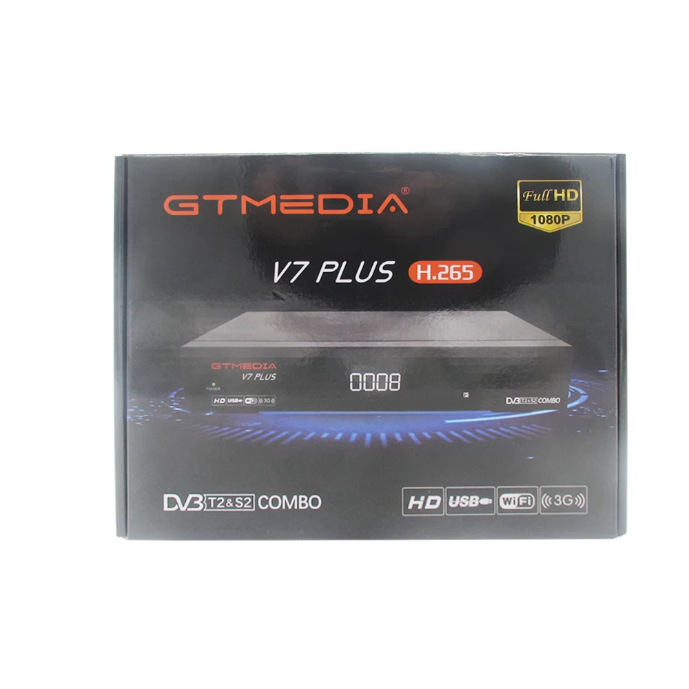 GTMEDIA V7 PlUS 1080P Full  HD DVB-S/S2+T/T2 Support H.265 4-digit LED display Support PowerVu DRE & Biss key PK freesat v7	