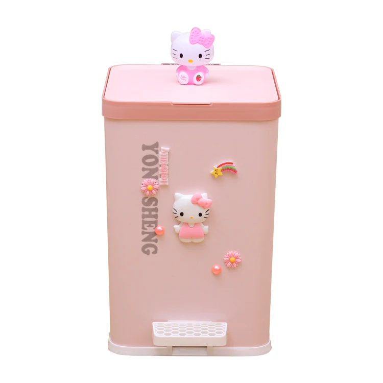 7L/9L мультяшная Милая мусорная корзина hello kitty с педалью для дома гостиной спальни кухонная корзина для мусора с крышкой пластиковое ведро розового цвета