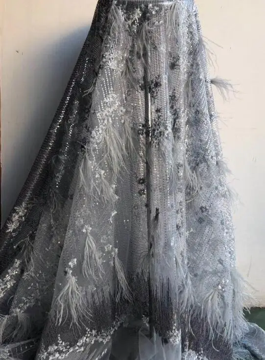 as photo 5yard/lot Новое поступление вышитого тюля ткани с объемный цветок Модные yaking-53101 вышитые кружева ткань - Цвет: as photo