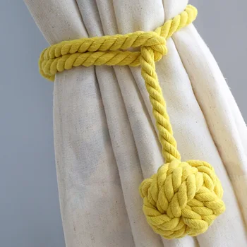 

1 Pcs Window Curtain Rope Tiebacks Tie Handmade Weaving Ball Cotton for Home Room UD88