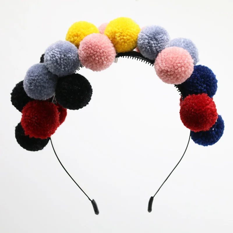 

2018 NEW winter STYLE fashion yarn pompom full head multi color two tone design full head hairbands hair accessories