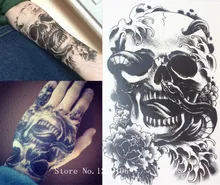 Body Art Beauty Makeup Pink Sexy Dangerous Black Scary Skull Tattoo 14D Waterproof Temporary Tattoo Stickers