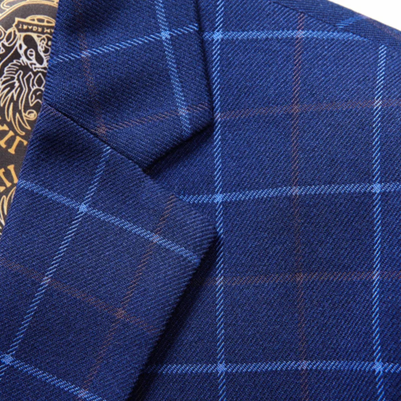 Fashion Business Men Plaid Suits Slim Design Men Suit Jacket and Pant with Vests Asian Size XXL XXXL Classic Men Wedding Suits