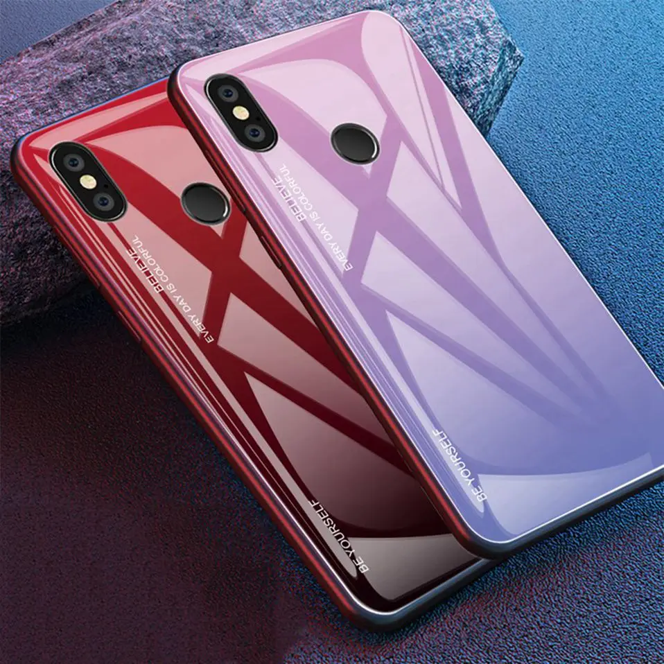 Gradient Glass Case For Xiaomi Mi 8 Lite Coque Silicone Phone Case For Xiaomi Redmi 5 Plus 6A Note 6 5 Pro Pocophone F1 Cover    (2)