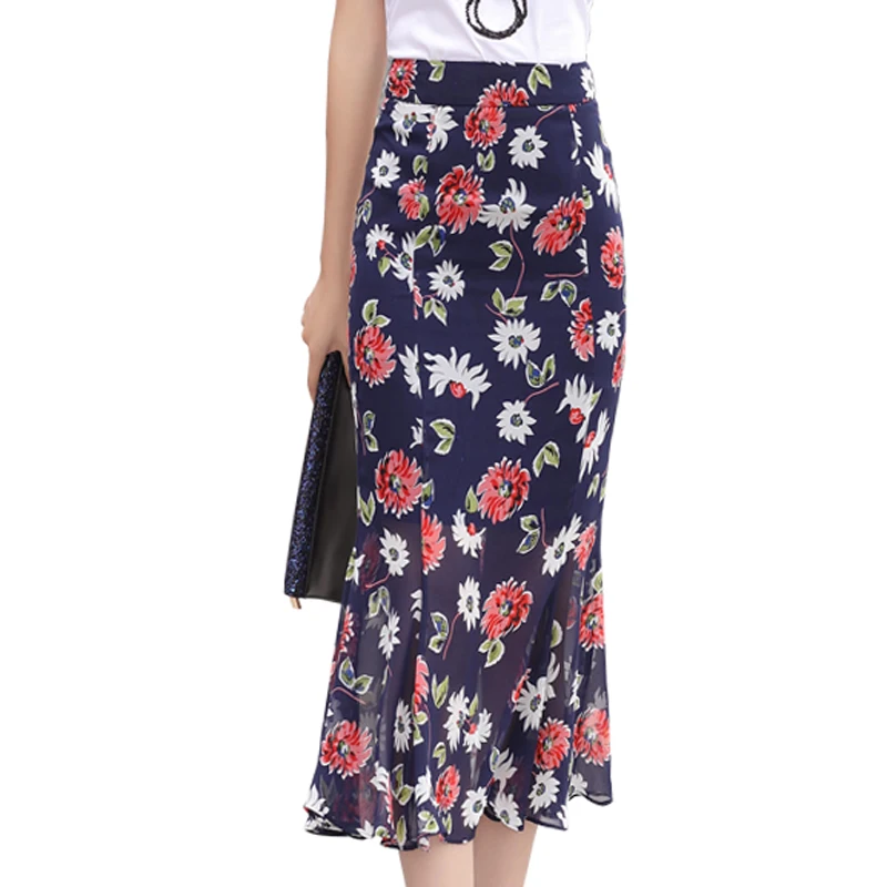 Women Casual Print Skirt Long Holiday Elegant Skirts Summer Tropical