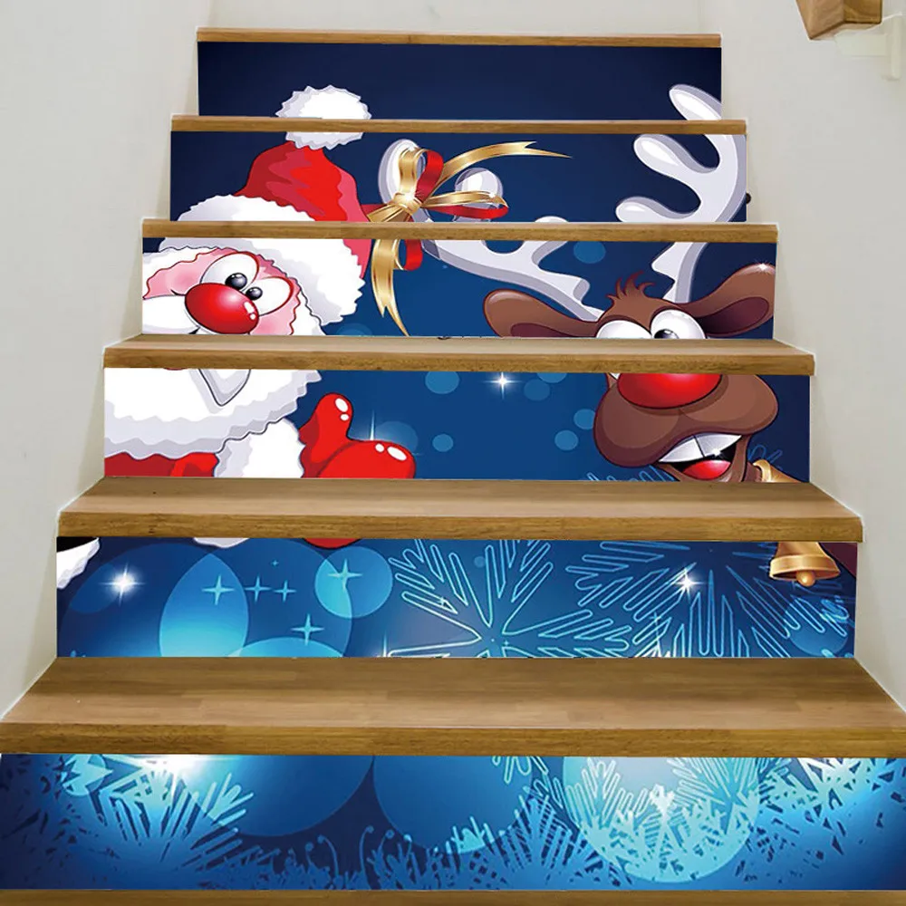 

Christmas 3D Simulation stair stickers Waterproof Wall Stickers DIY Home Decor Christmas Stickers Navidad Decoraciones Kerst