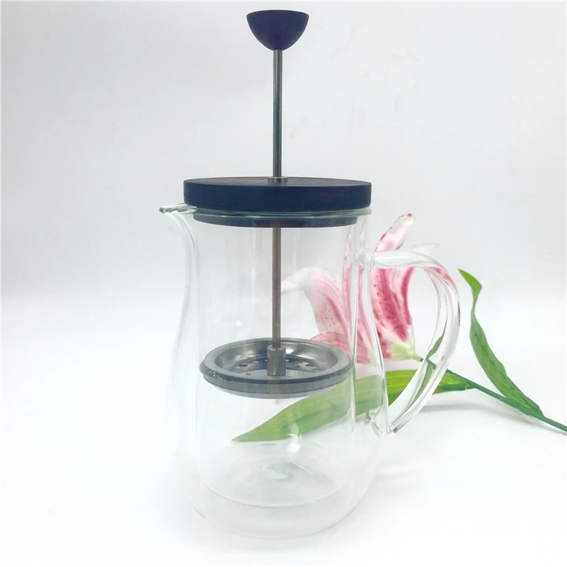 350ml french press /Double vacuum glass insulation coffee and tea french presses percolators coffee maker Metal filter press pot