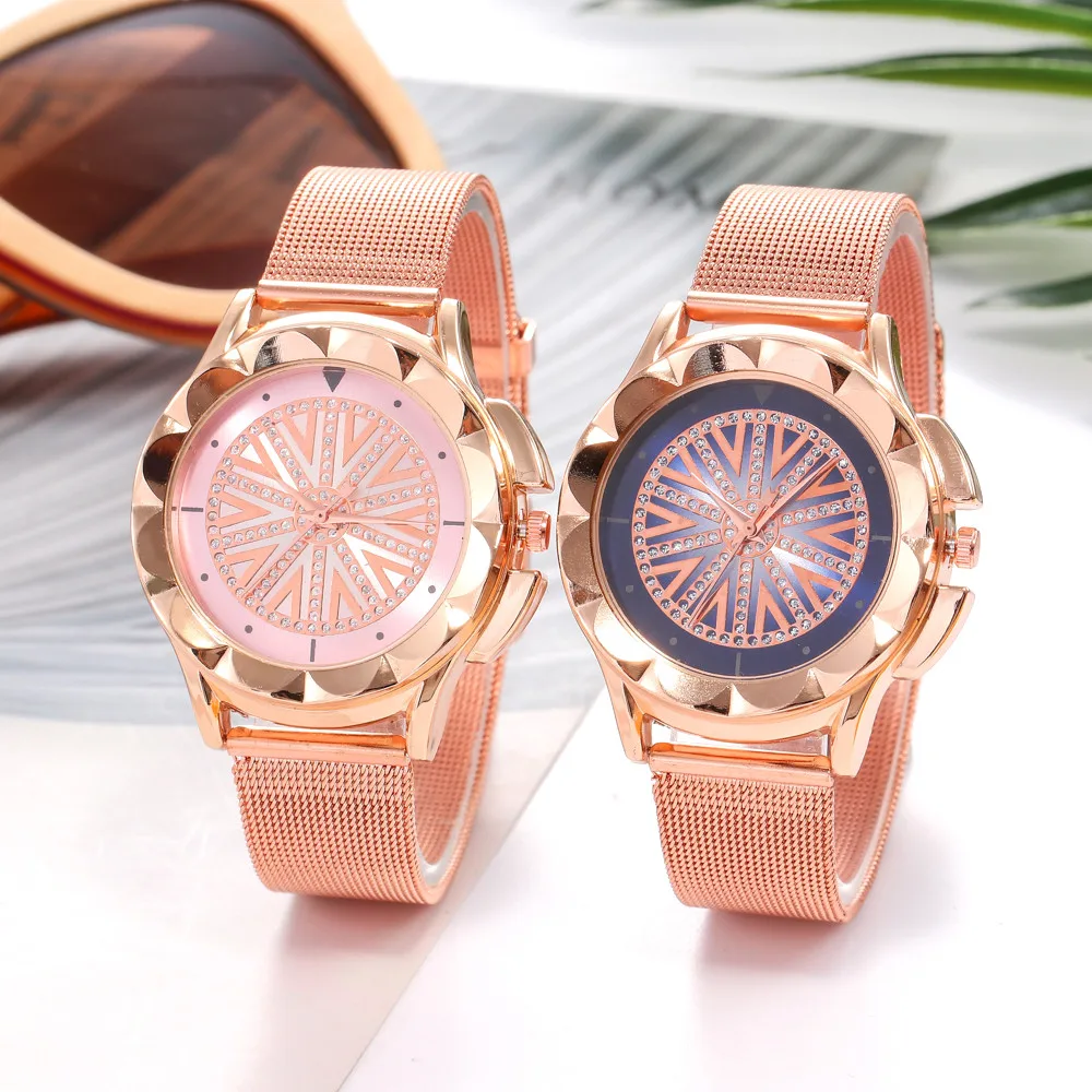 

Vansvar luxury Quartz Analog Wrist Watch Stainless Steel Band relogio feminino Features Diamond Flower Dial Women's Watches B30