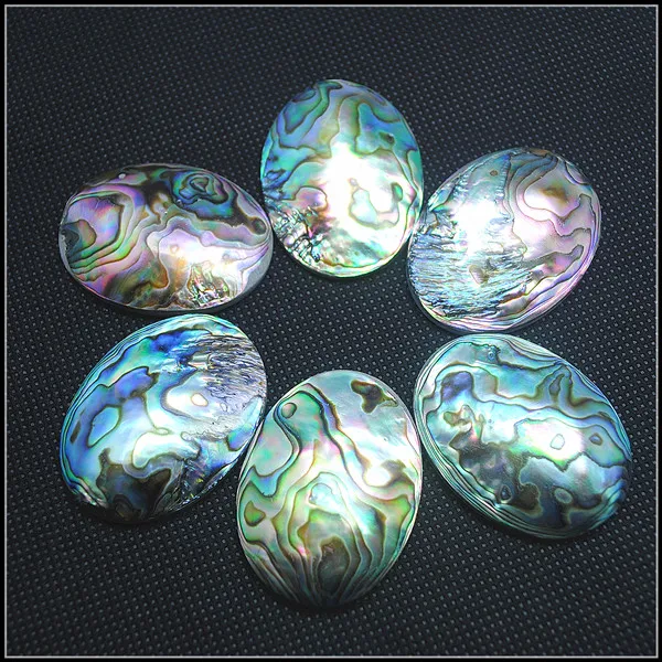 3pcs natural sea abalone shell cabochons oval shape 30x40mm for charms pendants makings nature loose beads accessories DIY