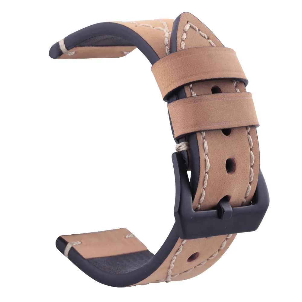 Watch Accessories Fashion Red Watchband 20mm 22mm 24mm 26mm Leather Watch Strap Black Buckle Watch Band for Panerai Replacement