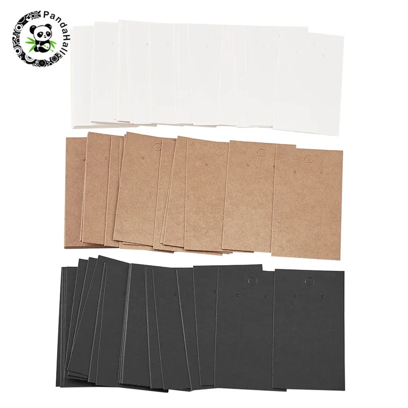Pandahall 200/300 шт/набор прямоугольная бумага карты для витрины для ювелирных изделий принадлежности для сережек 4 цвета 90x50x0,1 мм отверстие: 1~ 5 мм - Цвет: Mixed Color-300pcs