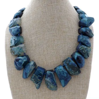 

N070189 19'' 17x29MM Blue Stone Necklace