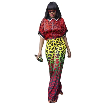 

2019 Fashion Leopard Printed Wide Leg Pants Women High Waist Loose Palazzo Elegant Trousers