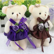 Plush toy doll bear flower bouquet material toys Mini 12CM PP cotton baby girls teddy bear for promotional gift free shipping