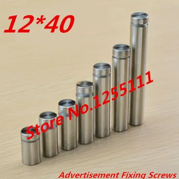 

20pcs/lot 12*40 12mm Stainless Steel Acrylic Advertisement Fixing Screws Glass Standoff Pin Nails