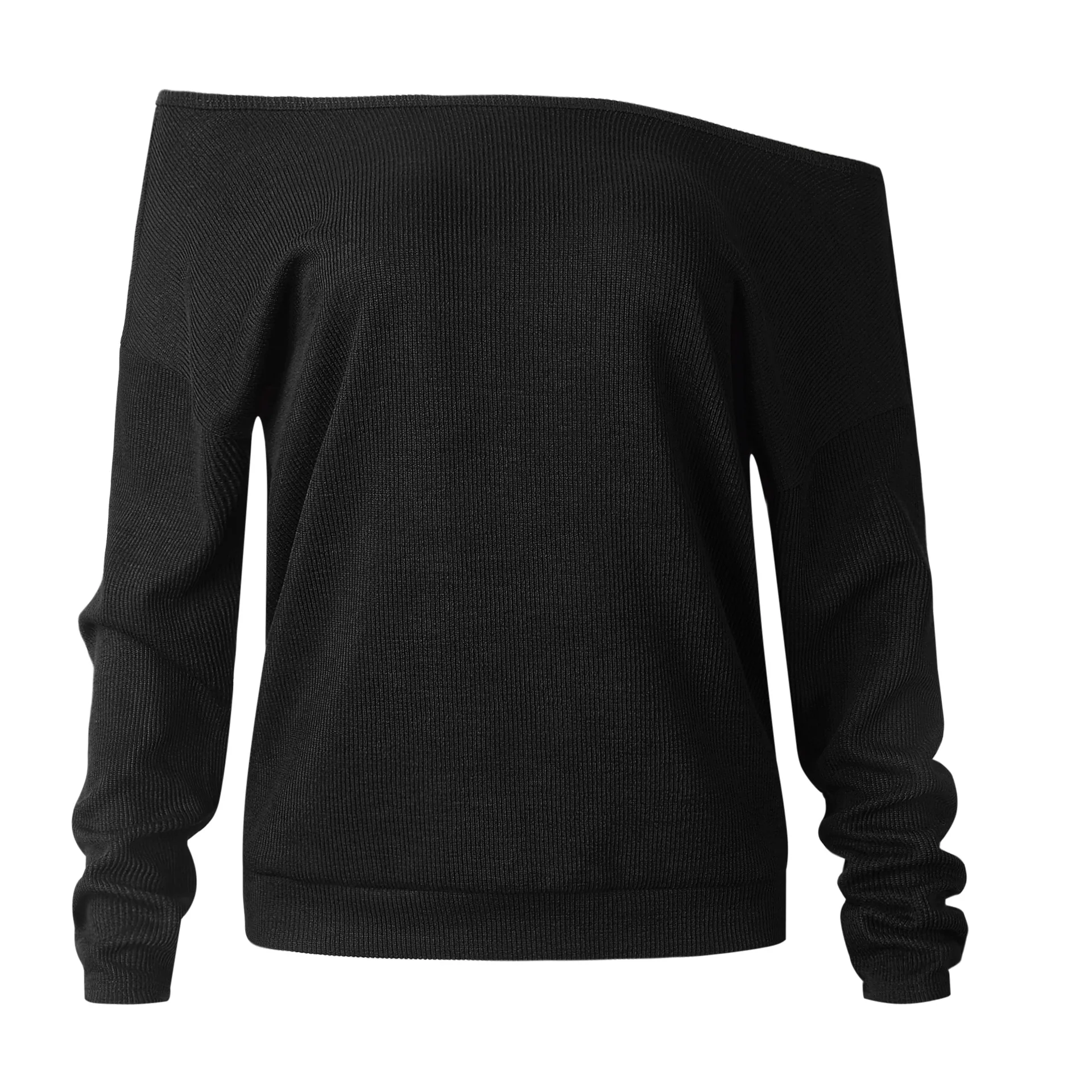 LOSSKY Solid Women's Autumn Knitwear 2018 Sexy Slash Neck Off Shoulder Loose Long-Sleeve Sweater Women's Casual White Tops