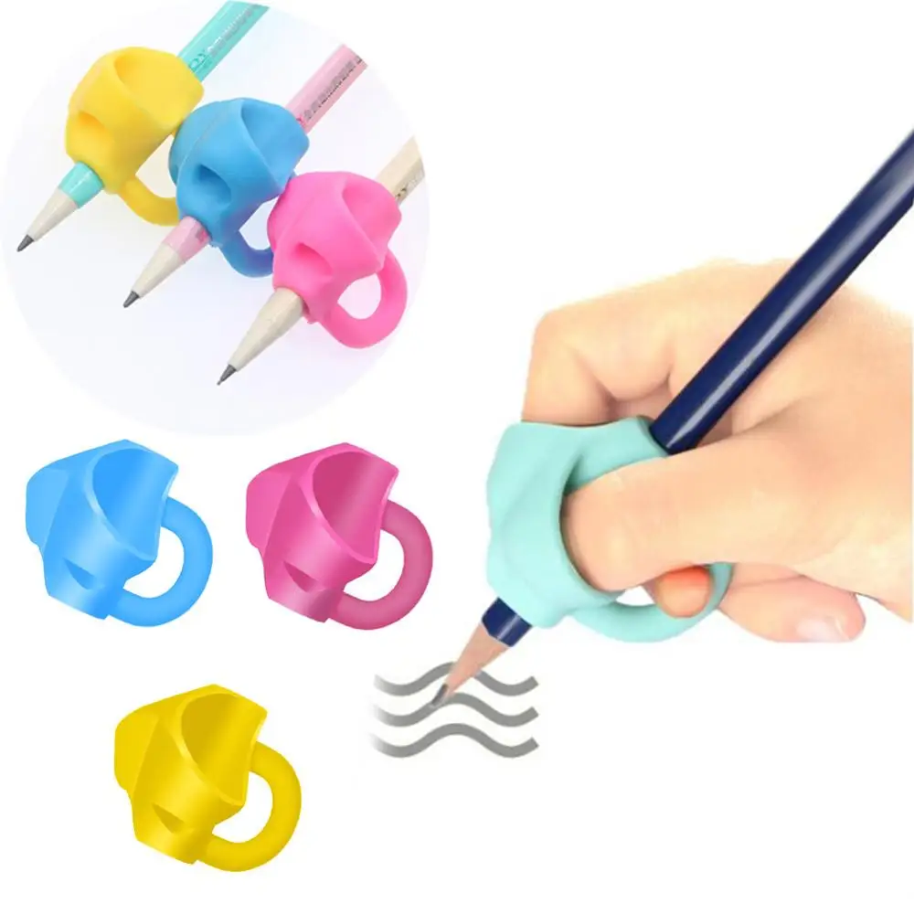 

Two-Finger Pen Holder Silicone Baby Learning Writing Tool Correction Device Pencil Set Stationery Correct Finger Position 3pcs